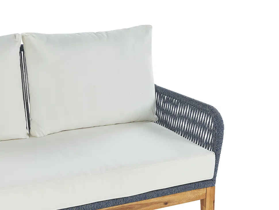 Lounge Set Akazienholz Hellbraun / Dunkelblau 4-Sitzer Auflagen Cremeweis Merano Ii