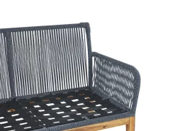 Lounge Set Akazienholz Hellbraun / Dunkelblau 4-Sitzer Auflagen Cremeweis Merano Ii