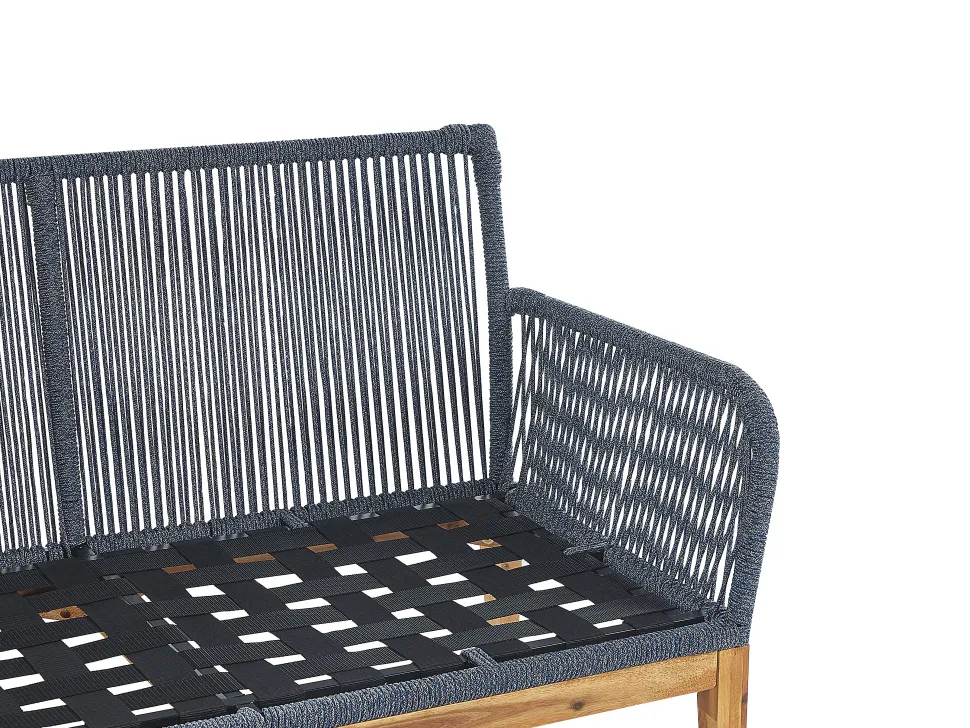 Lounge Set Akazienholz Hellbraun / Dunkelblau 4-Sitzer Auflagen Cremeweis Merano Ii