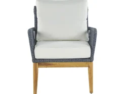 Lounge Set Akazienholz Hellbraun / Dunkelblau 4-Sitzer Auflagen Cremeweis Merano Ii