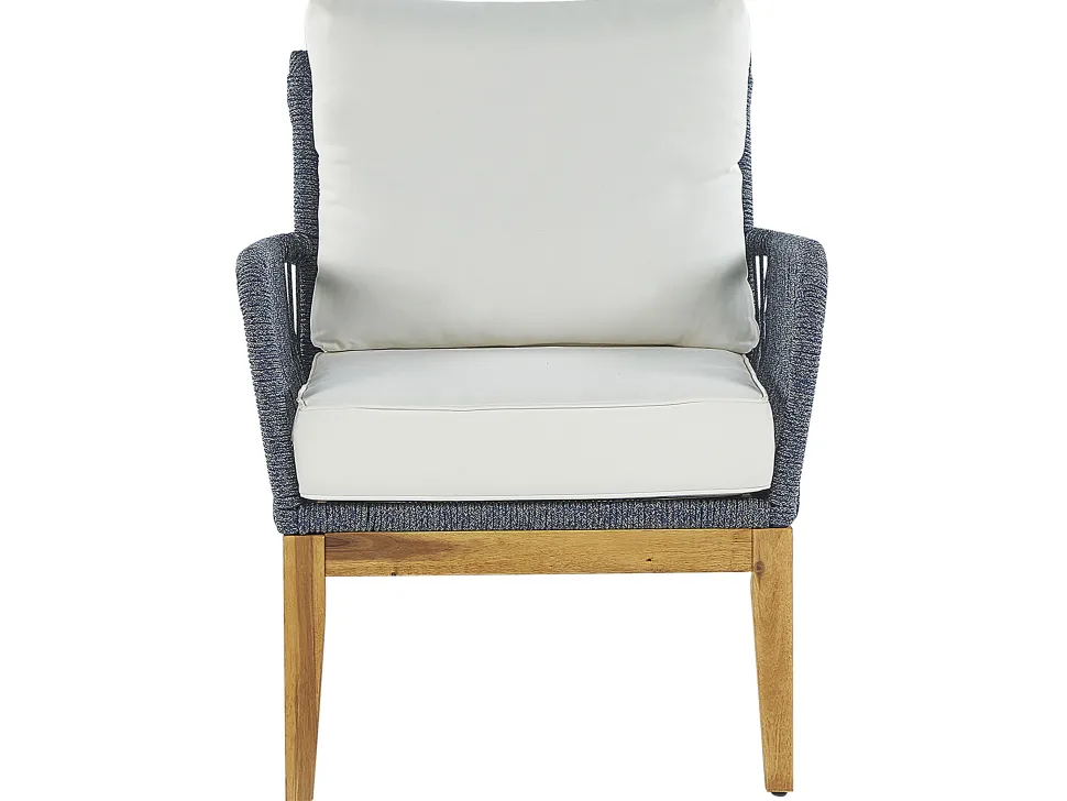 Lounge Set Akazienholz Hellbraun / Dunkelblau 4-Sitzer Auflagen Cremeweis Merano Ii