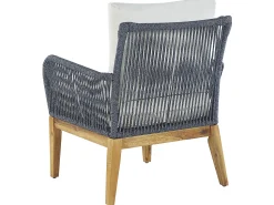 Lounge Set Akazienholz Hellbraun / Dunkelblau 4-Sitzer Auflagen Cremeweis Merano Ii