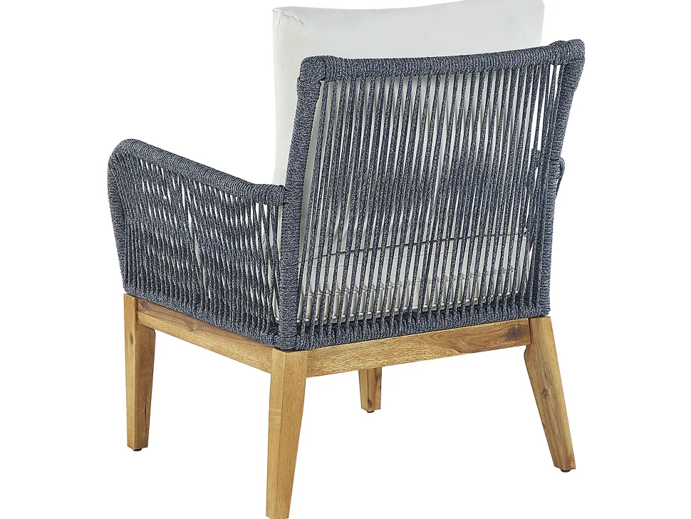 Lounge Set Akazienholz Hellbraun / Dunkelblau 4-Sitzer Auflagen Cremeweis Merano Ii