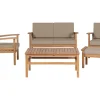 Lounge Set Akazienholz Hellbraun 4-Sitzer Auflagen Taupe Manila