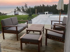 Lounge Set Akazienholz Hellbraun 4-Sitzer Auflagen Taupe Manila