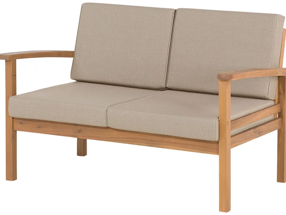 Lounge Set Akazienholz Hellbraun 4-Sitzer Auflagen Taupe Manila
