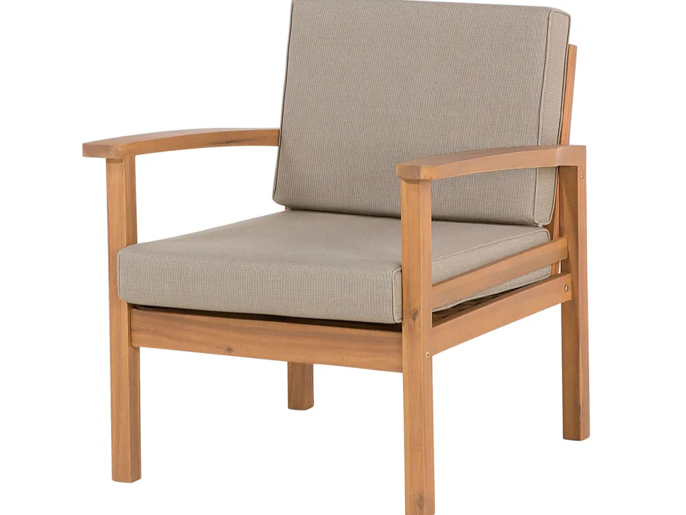 Lounge Set Akazienholz Hellbraun 4-Sitzer Auflagen Taupe Manila
