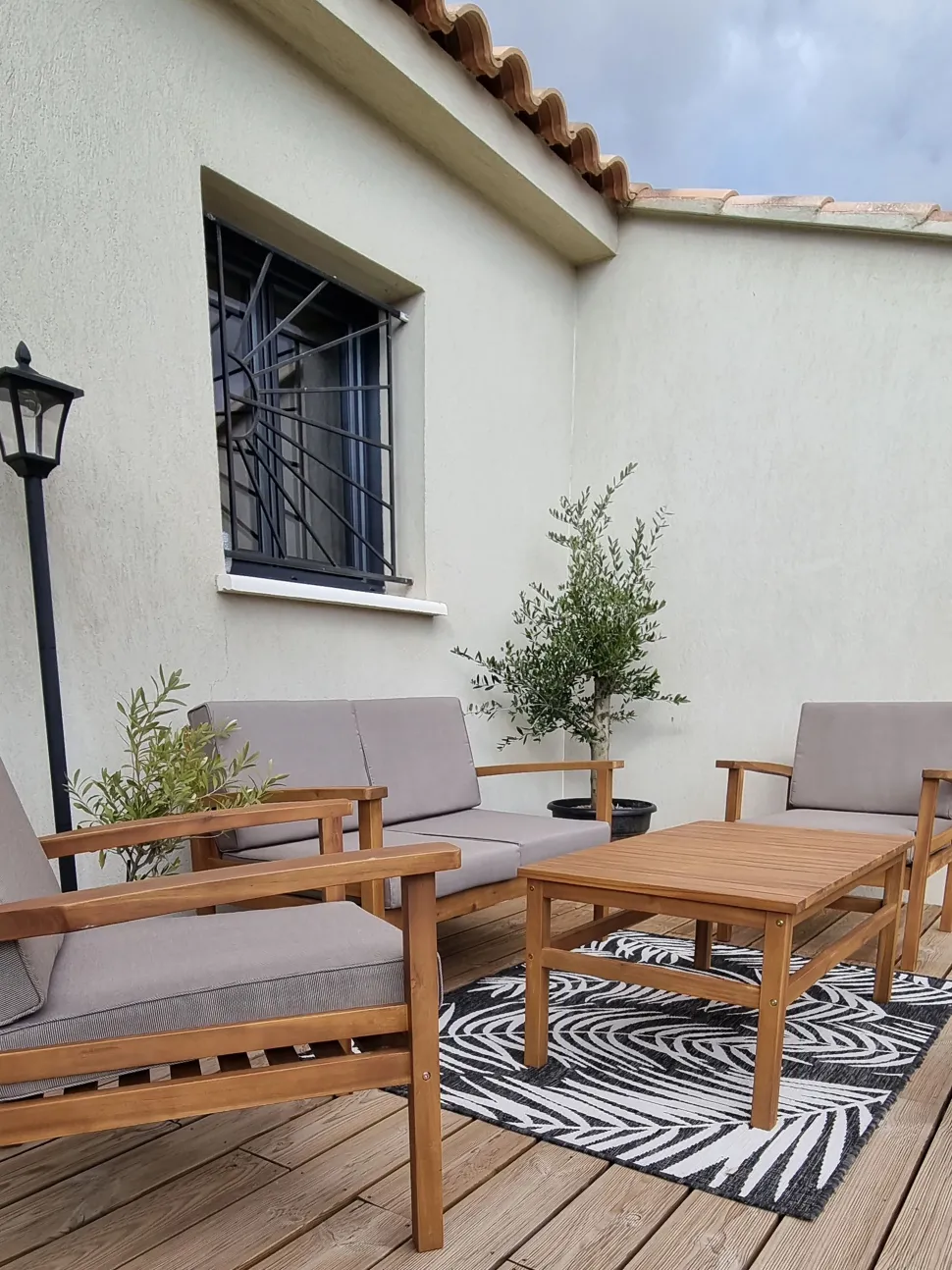 Lounge Set Akazienholz Hellbraun 4-Sitzer Auflagen Taupe Manila