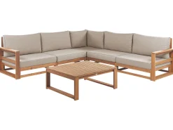 Lounge Set Akazienholz Hellbraun 5-Sitzer Modular Auflagen Taupe Timor Ii
