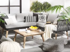 Lounge Set Akazienholz Hellbraun / Schwarz 5-Sitzer Modular Auflagen Taupe Alcamo