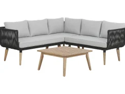 Lounge Set Akazienholz Hellbraun / Schwarz 5-Sitzer Modular Auflagen Taupe Alcamo
