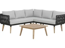 Lounge Set Akazienholz Hellbraun / Schwarz 5-Sitzer Modular Auflagen Taupe Alcamo