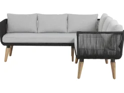Lounge Set Akazienholz Hellbraun / Schwarz 5-Sitzer Modular Auflagen Taupe Alcamo