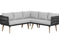 Lounge Set Akazienholz Hellbraun / Schwarz 5-Sitzer Modular Auflagen Taupe Alcamo