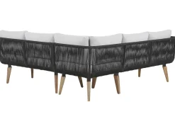 Lounge Set Akazienholz Hellbraun / Schwarz 5-Sitzer Modular Auflagen Taupe Alcamo