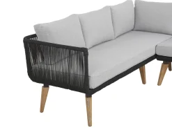 Lounge Set Akazienholz Hellbraun / Schwarz 5-Sitzer Modular Auflagen Taupe Alcamo