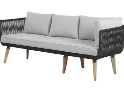 Lounge Set Akazienholz Hellbraun / Schwarz 5-Sitzer Modular Auflagen Taupe Alcamo