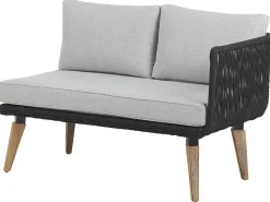 Lounge Set Akazienholz Hellbraun / Schwarz 5-Sitzer Modular Auflagen Taupe Alcamo
