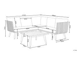 Lounge Set Akazienholz Hellbraun / Schwarz 5-Sitzer Modular Auflagen Taupe Alcamo