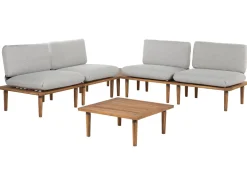 Lounge Set Akazienholz Hellbraun 4-Sitzer Modular Auflagen Hellgrau Frascati