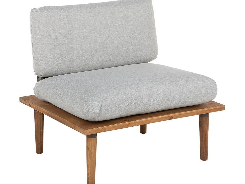 Lounge Set Akazienholz Hellbraun 4-Sitzer Modular Auflagen Hellgrau Frascati
