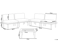 Lounge Set Akazienholz Hellbraun 4-Sitzer Modular Auflagen Hellgrau Frascati