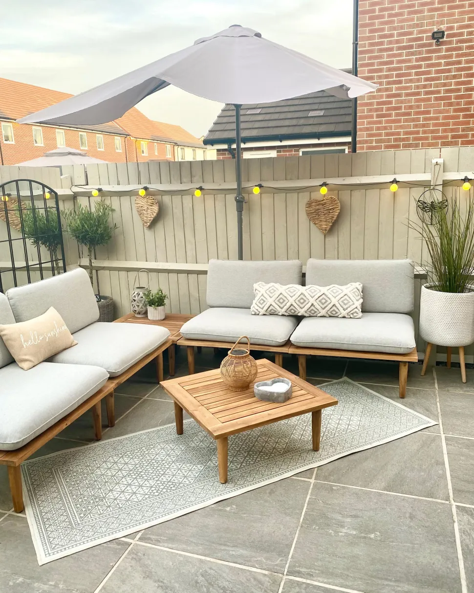 Lounge Set Akazienholz Hellbraun 4-Sitzer Modular Auflagen Hellgrau Frascati