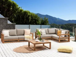 Lounge Set Akazienholz Hellbraun 4-Sitzer Modular Auflagen Taupe Timor Ii
