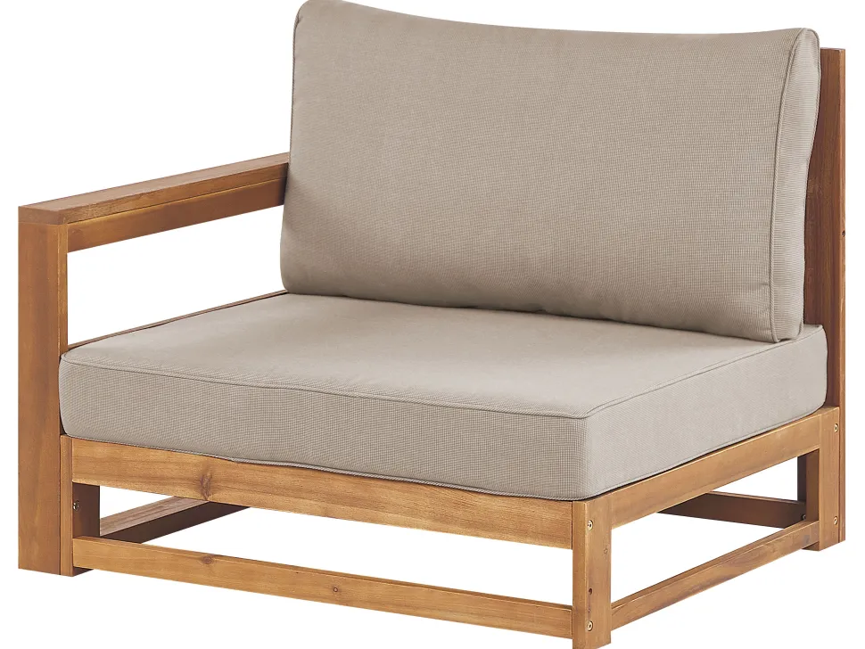Lounge Set Akazienholz Hellbraun 4-Sitzer Modular Auflagen Taupe Timor Ii