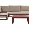 Lounge Set Akazienholz Mahagonibraun 4-Sitzer Rechtsseitig Modular Auflagen Taupe Timor Ii