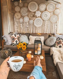 Lounge Set Akazienholz Mahagonibraun 4-Sitzer Rechtsseitig Modular Auflagen Taupe Timor Ii