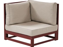 Lounge Set Akazienholz Mahagonibraun 4-Sitzer Rechtsseitig Modular Auflagen Taupe Timor Ii