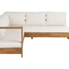 Lounge Set Akazienholz 5-Sitzer Auflagen Rechtseitig Cremeweis Marettimo