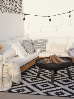 Lounge Set Akazienholz 5-Sitzer Auflagen Rechtseitig Cremeweis Marettimo
