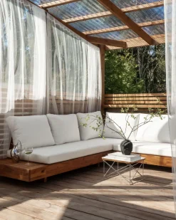 Lounge Set Akazienholz 5-Sitzer Auflagen Rechtseitig Cremeweis Marettimo