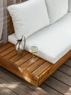 Lounge Set Akazienholz 5-Sitzer Auflagen Rechtseitig Cremeweis Marettimo