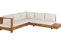 Lounge Set Akazienholz 5-Sitzer Auflagen Rechtseitig Cremeweis Marettimo