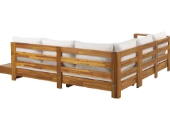 Lounge Set Akazienholz 5-Sitzer Auflagen Rechtseitig Cremeweis Marettimo
