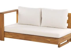 Lounge Set Akazienholz 5-Sitzer Auflagen Rechtseitig Cremeweis Marettimo