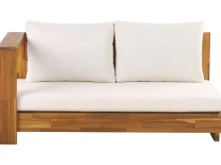 Lounge Set Akazienholz 5-Sitzer Auflagen Rechtseitig Cremeweis Marettimo