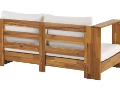 Lounge Set Akazienholz 5-Sitzer Auflagen Rechtseitig Cremeweis Marettimo