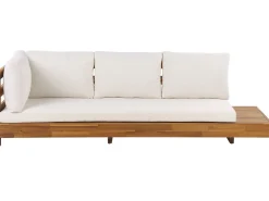Lounge Set Akazienholz 5-Sitzer Auflagen Rechtseitig Cremeweis Marettimo