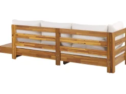 Lounge Set Akazienholz 5-Sitzer Auflagen Rechtseitig Cremeweis Marettimo