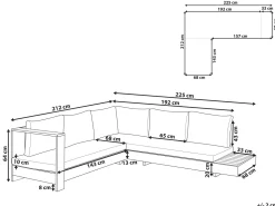 Lounge Set Akazienholz 5-Sitzer Auflagen Rechtseitig Cremeweis Marettimo