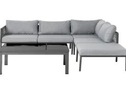 Lounge Set Aluminium Grau / Schwarz 6-Sitzer Auflagen Grau Forano