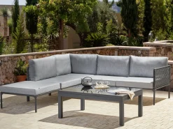 Lounge Set Aluminium Grau / Schwarz 6-Sitzer Auflagen Grau Forano