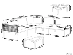 Lounge Set Aluminium Grau / Schwarz 6-Sitzer Auflagen Grau Forano