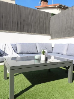 Lounge Set Aluminium Grau / Schwarz 6-Sitzer Auflagen Grau Forano
