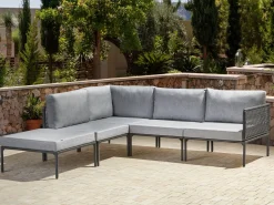 Lounge Set Aluminium Grau / Schwarz 6-Sitzer Auflagen Grau Forano