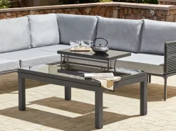 Lounge Set Aluminium Grau / Schwarz 6-Sitzer Auflagen Grau Forano